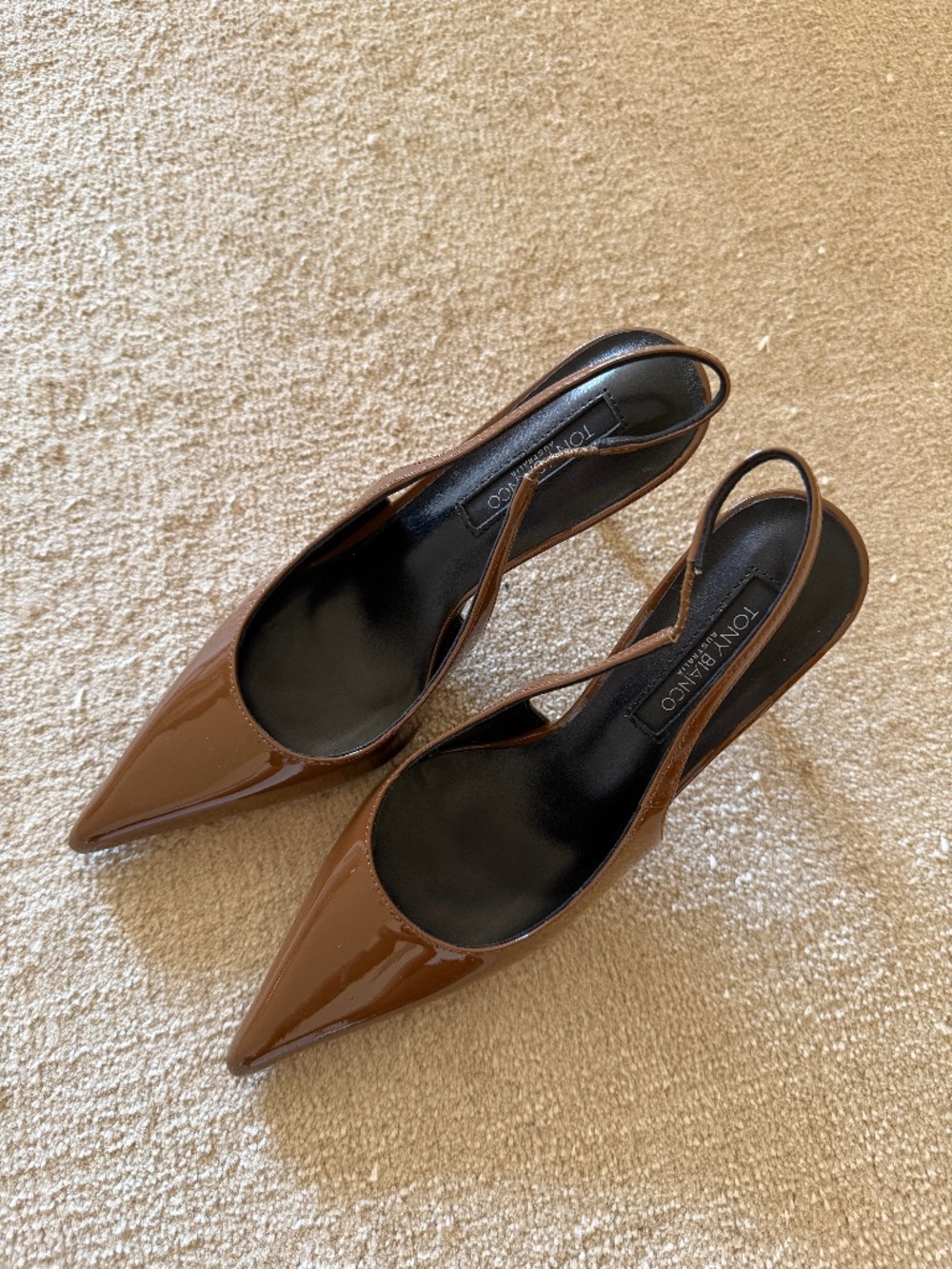 Tony Bianco Charlotte Slingback Pump (Mocha Patent Size 6)